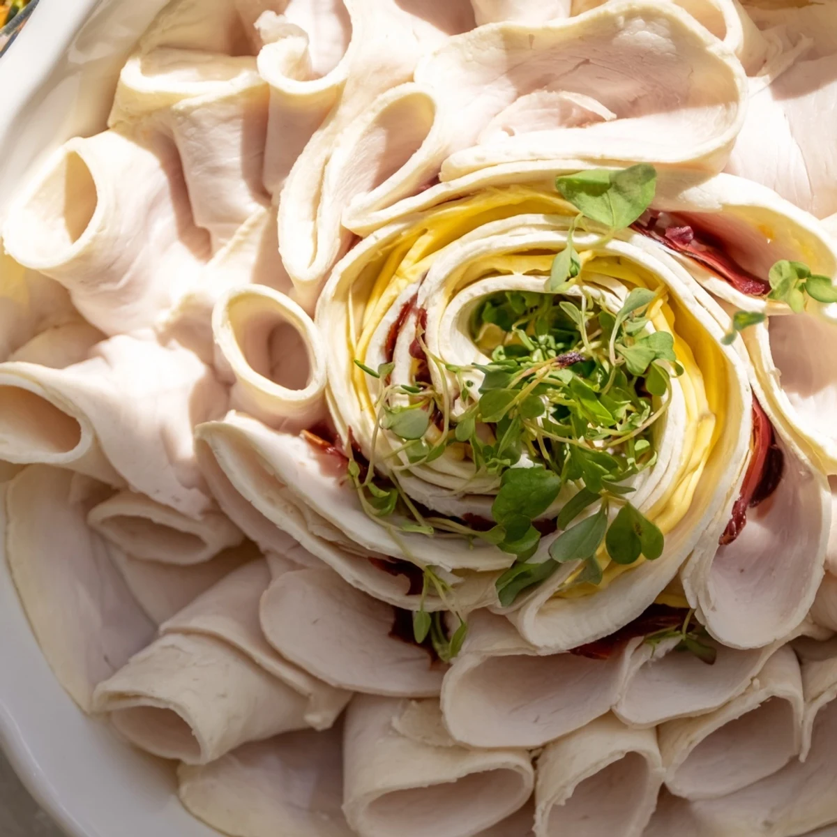 Turkey and Provolone Pinwheels, a delicious no-cook appetizer featuring savory turkey and melty cheese.