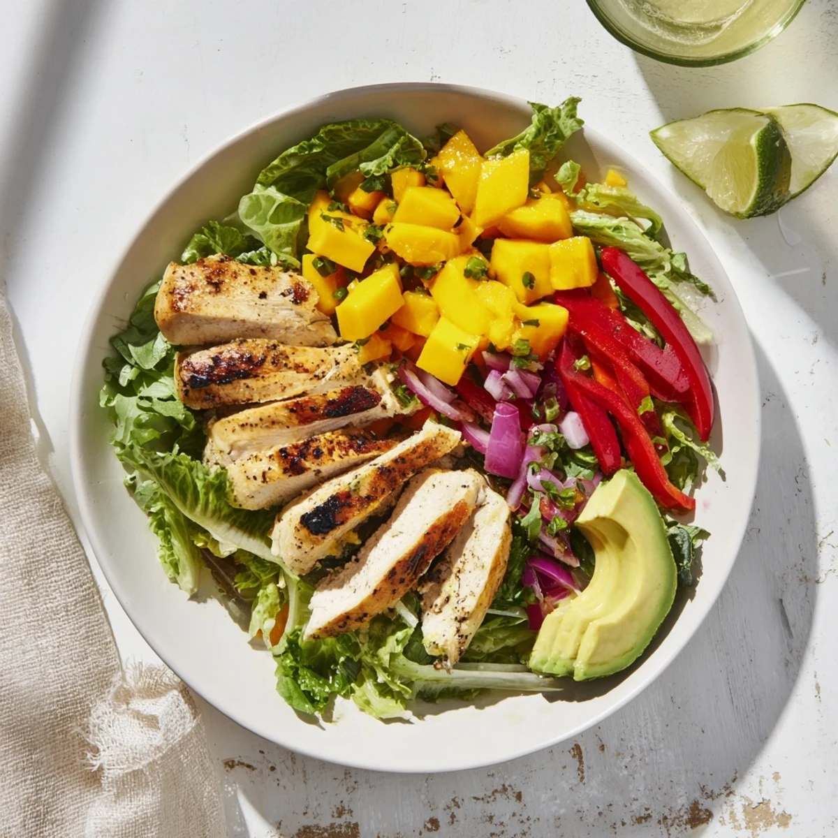 Beautiful image of Chicken and Mango Salsa Lettuce Wraps, a light and satisfying gluten-free dinner.