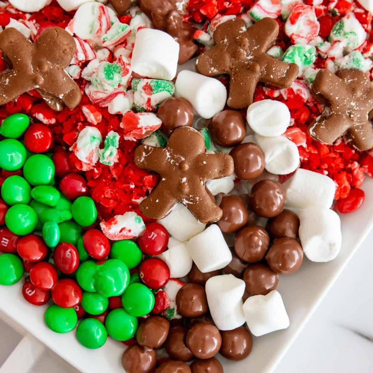A vibrant Santa's Sack Candy Avalanche bursting with colorful candies perfect for a festive snack.