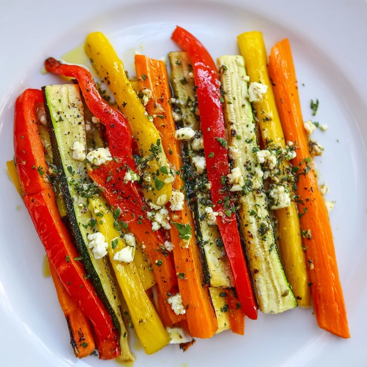 Golden, tender Christmas Sleigh Veggie Rails, roasted to perfection, topped with fresh parsley.