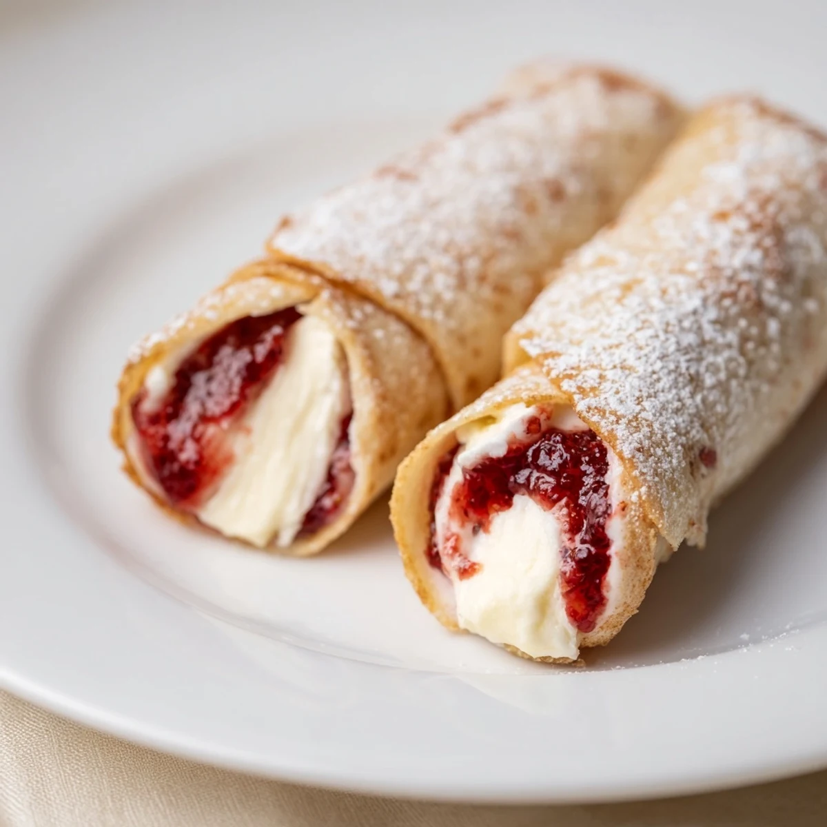 Warm, sweet Snow Angel Tortilla Wraps, cut diagonally, dusted in powdered sugar for a snowy effect.