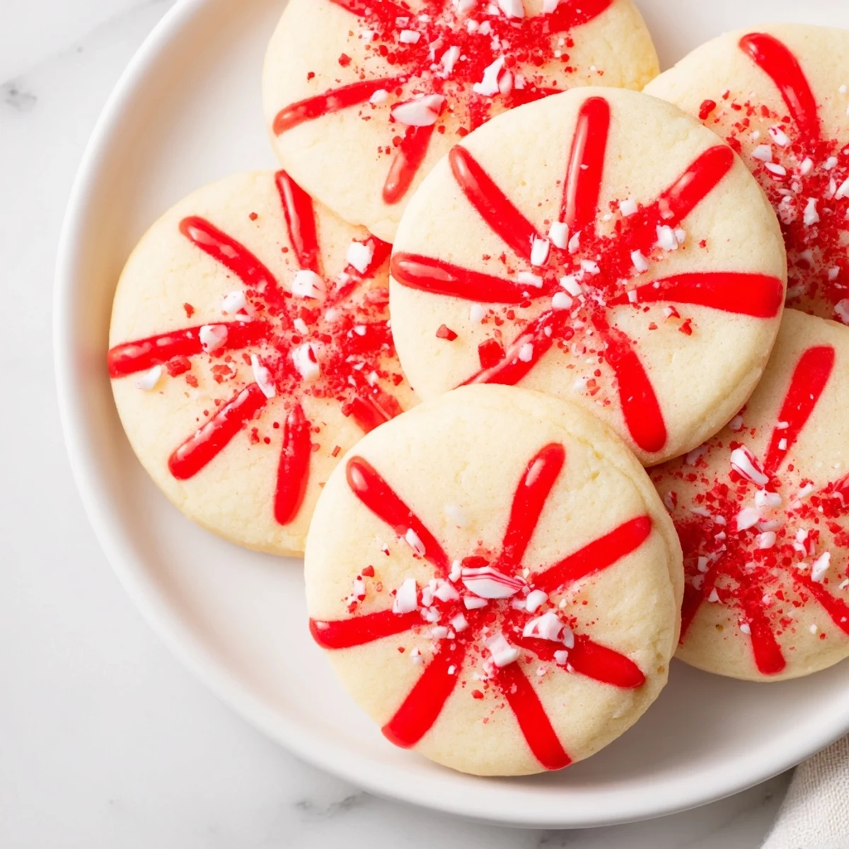 Freshly baked Candy Cane Swirl Cookie Platter, ready to serve for a holiday dessert spread.