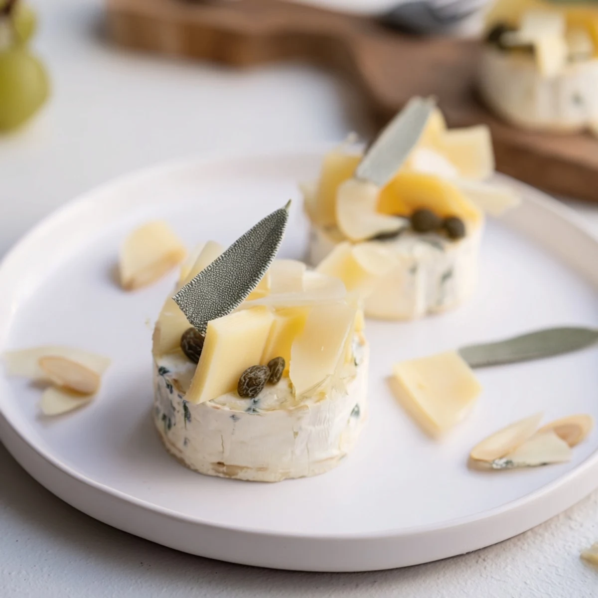 Imagine a festive Winter Wonderland Platter brimming with creamy cheeses, nuts, and a touch of silver sparkle.