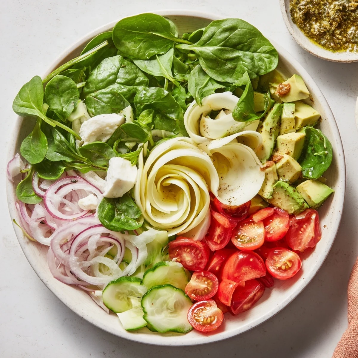Beautifully arranged Fibonacci Fan Salad with vibrant colors ready for a fresh, flavorful bite.
