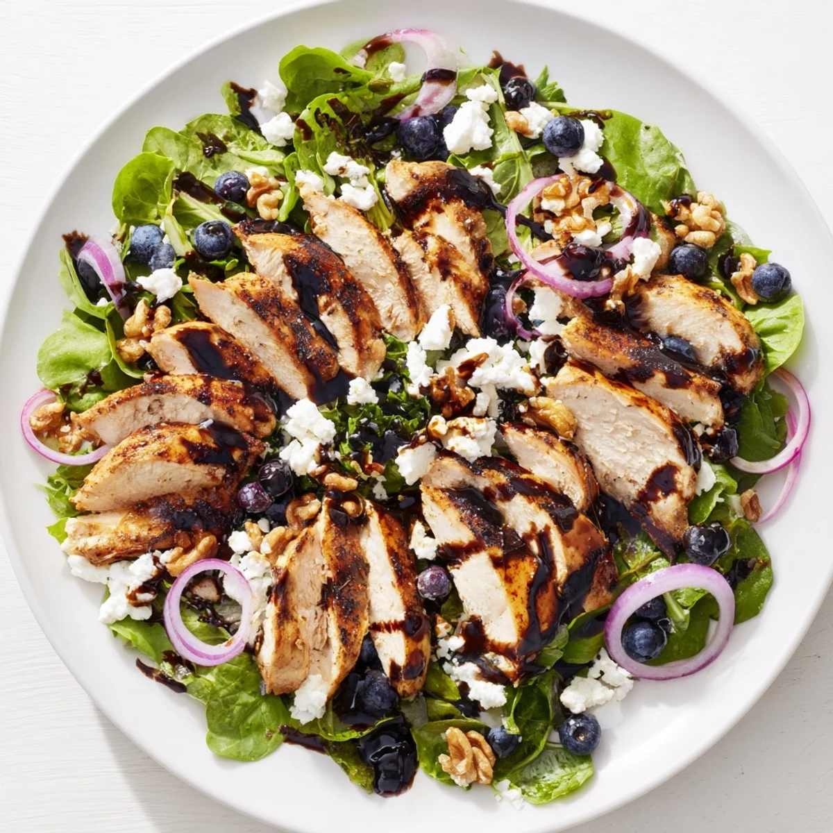 Blueberry Goat Cheese Chicken Salad is a colorful, fresh mix with grilled chicken and creamy cheese.