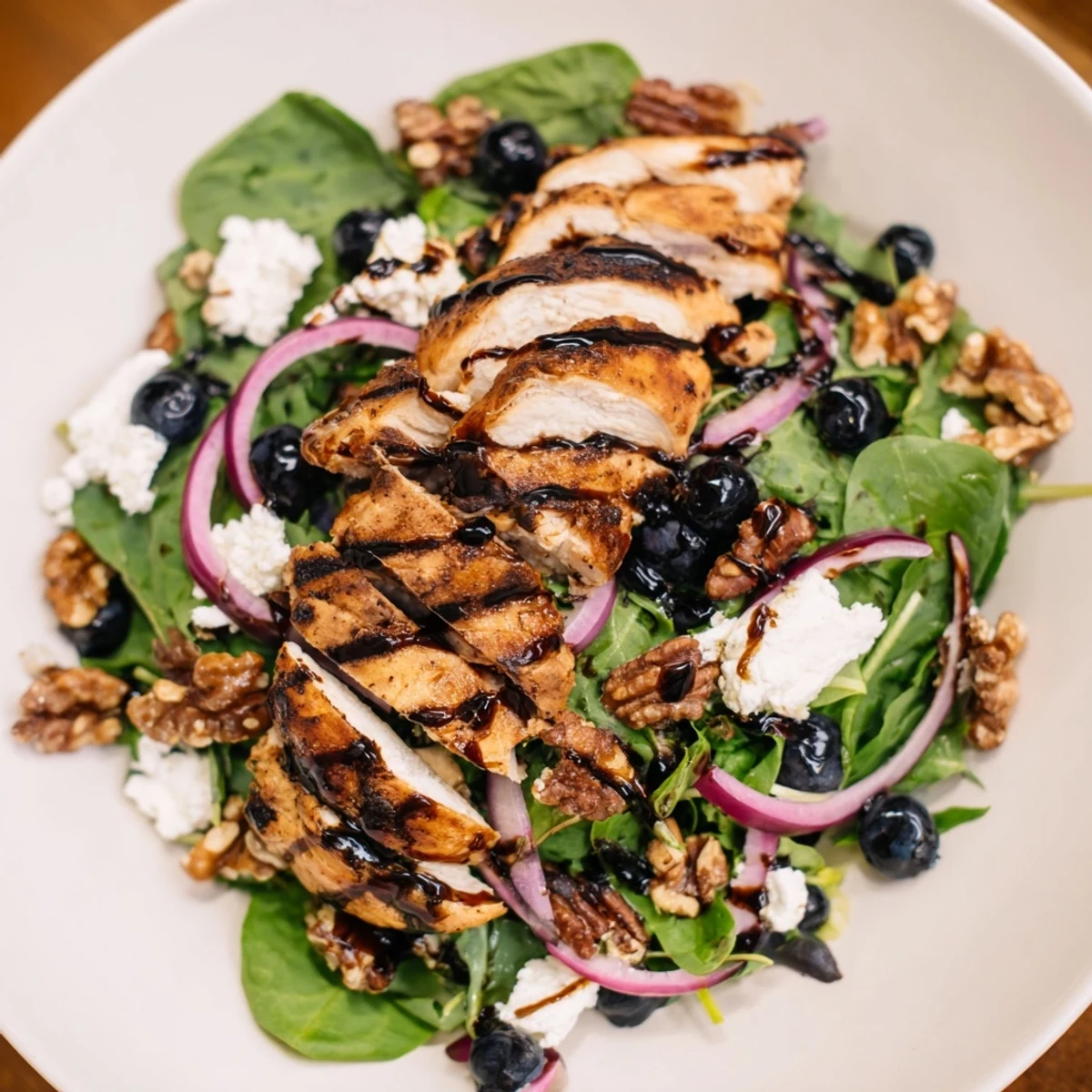 This mouthwatering Blueberry Goat Cheese Chicken Salad features juicy blueberries alongside tender chicken and tangy balsamic.