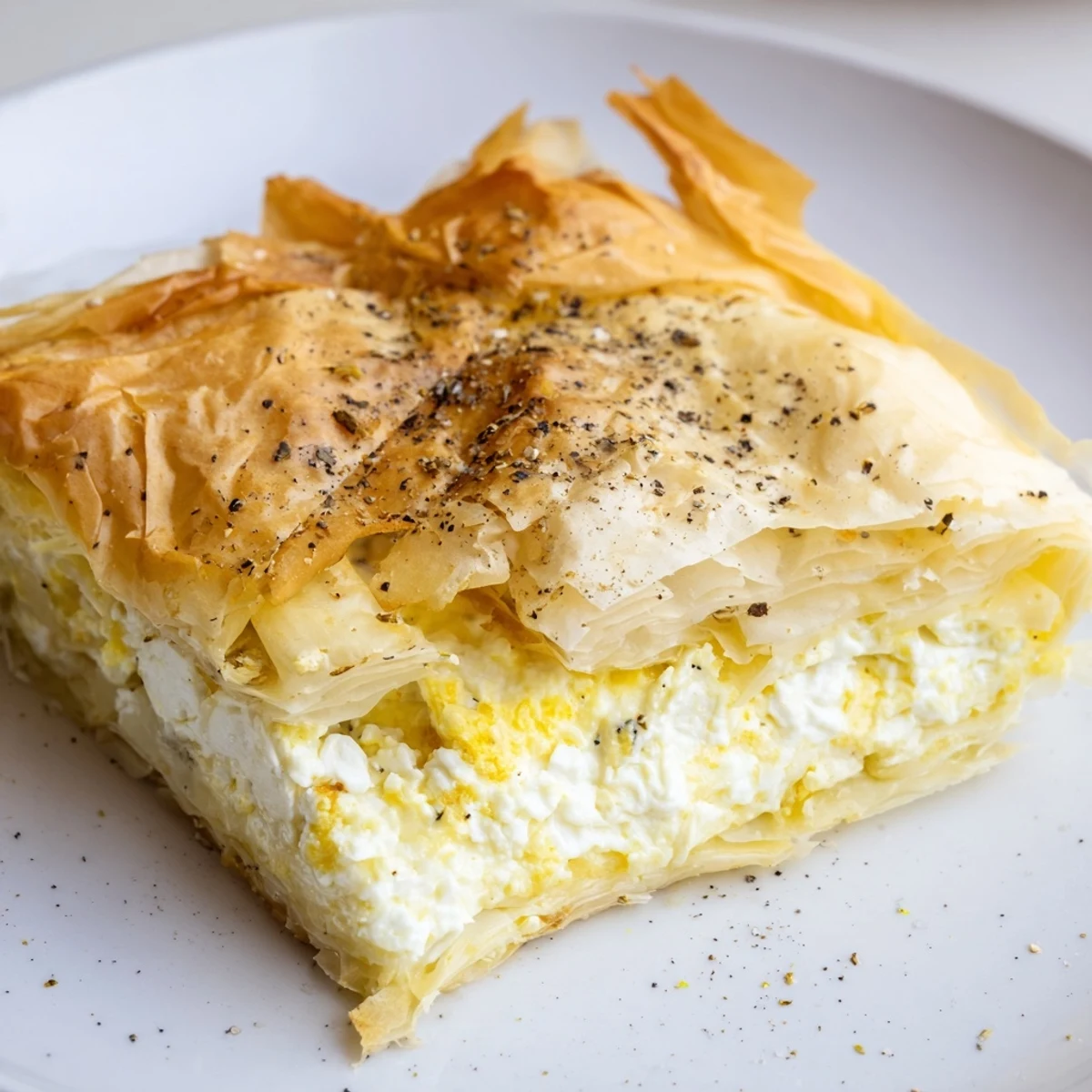 Warm, crispy Bulgarian Banitsa with a savory feta cheese filling, perfect for a hearty brunch.