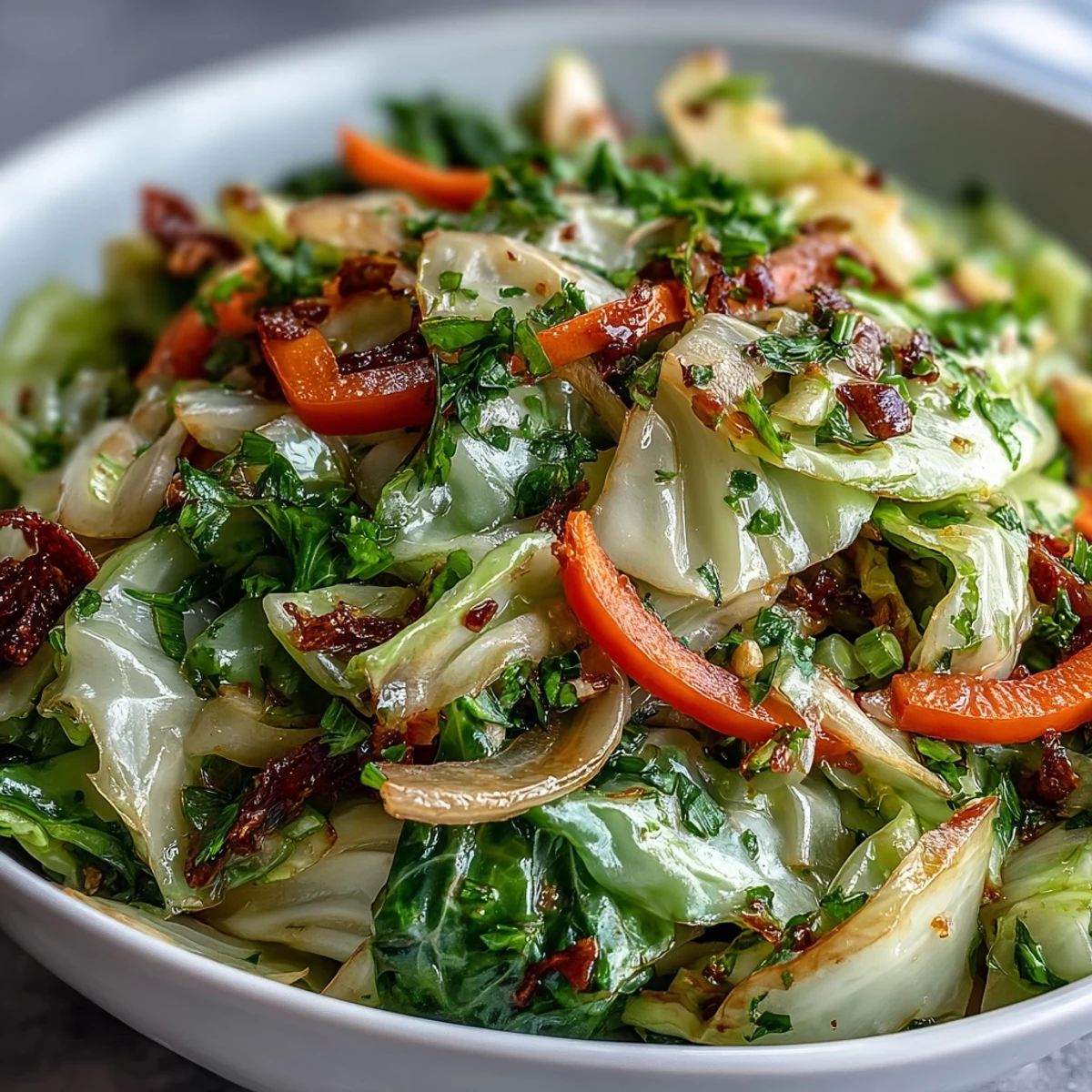 Vibrant cooked and loved cabbage salad, perfect side dish.