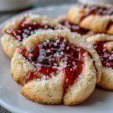 A single bite of Raspberry Swirl Shortbread Cookies reveals a jammy center and tender crumb.