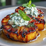 Sweet grilled pineapple rings melting with zesty yuzu kosho butter.