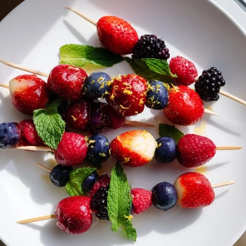 Simple Berry Mint Skewers