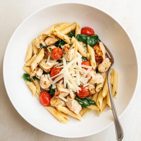 Fork-tender One-Pan Lemon Herb Pasta Chicken garnished with fresh parsley and Parmesan for a weeknight dinner.  