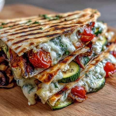 Crispy whole wheat tortillas stuffed with smoky grilled veggies and feta, served warm for lunch.