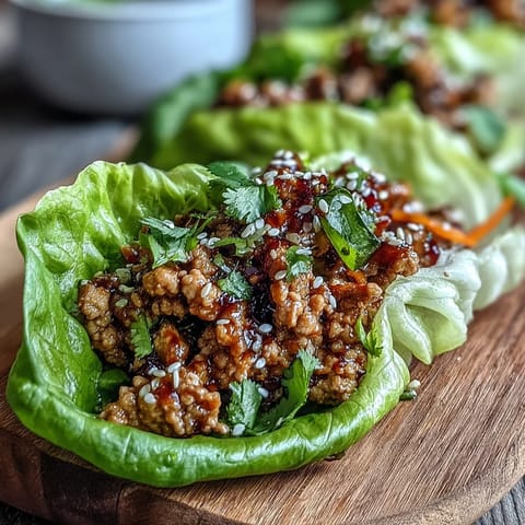 Fresh turkey lettuce wraps filled with seasoned ground turkey and served with colorful crunchy veggie sticks for a light summer meal.  