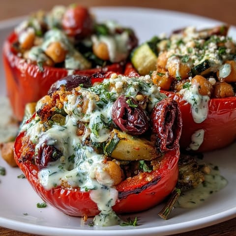 Vegan Mediterranean Chickpea Peppers