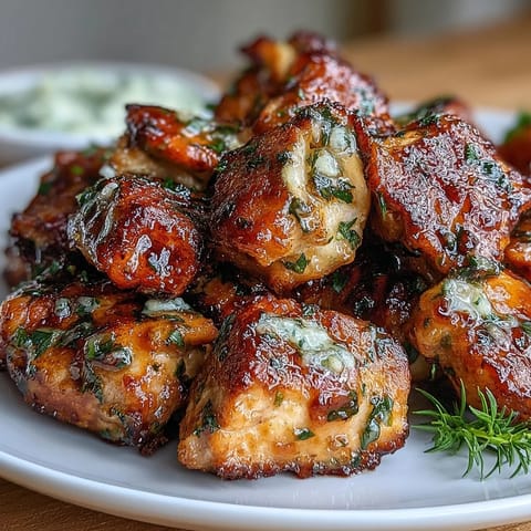 Cowboy Butter Chicken Bites sizzling in a skillet with golden-brown edges and herb-flecked buttery sauce.  