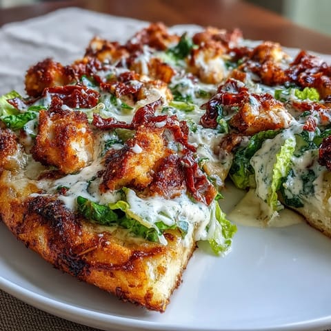 Golden baked chicken base layered with crunchy romaine, creamy Caesar dressing, and savory Parmesan cheese.  