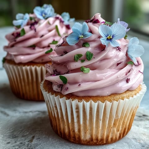 Sweet and tender Baby in Bloom Cupcakes with smooth buttercream, garnished with fresh edible flowers and soft sprinkles.  