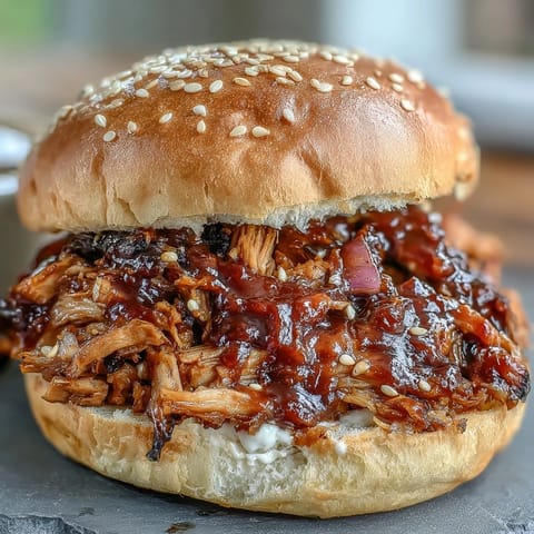 Tender, tangy vegan BBQ Pulled Jackfruit Sandwiches ready for a delicious, plant-based meal.