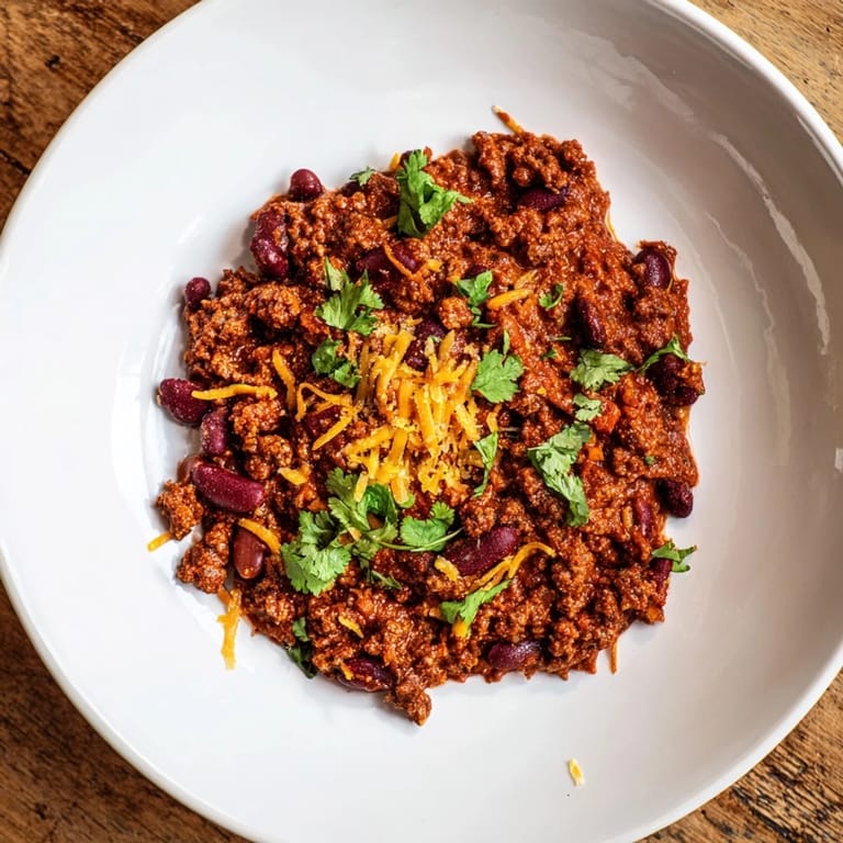 Savory One-Pot Cozy Chocolate Chili topped with cilantro, offering a delicious, comforting meal tonight.