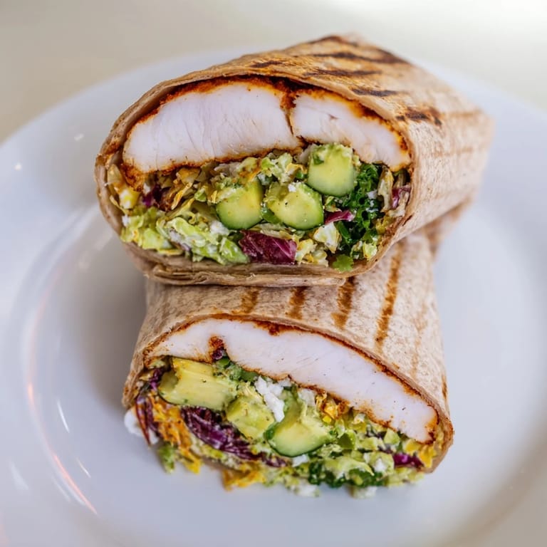 These hearty Green Goddess Chicken Wraps feature grilled chicken and a colorful, crunchy cabbage salad.