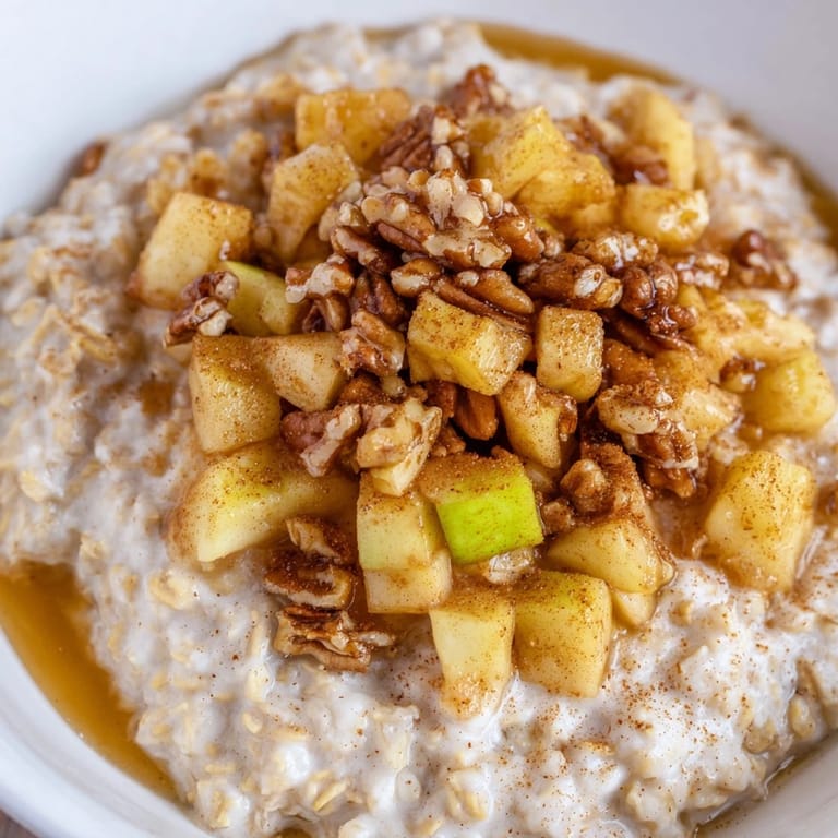 Enjoy a delicious apple pie oatmeal bowl; a healthy and warming start for morning.