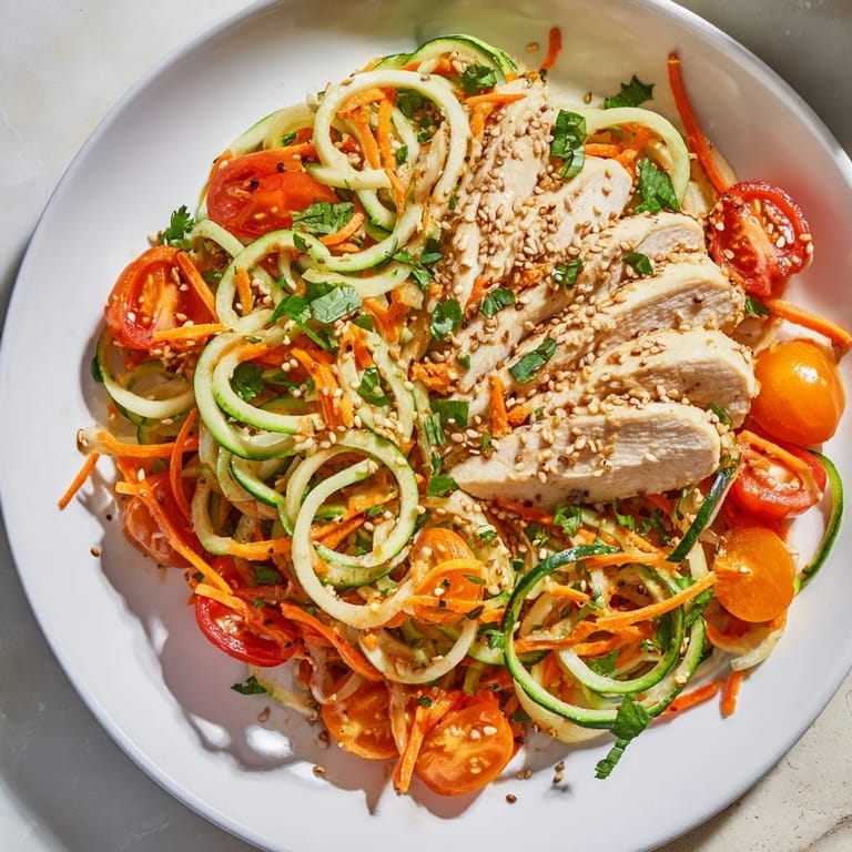 Close-up of a delightful Protein Cucumber Salad; a high-protein, refreshing lunch or light dinner.
