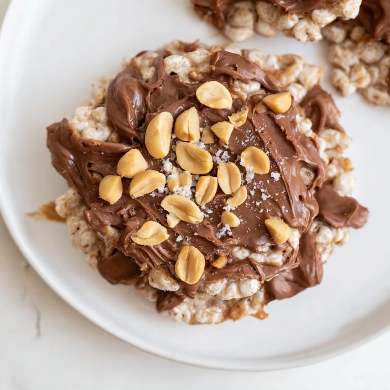 Indulge in these easy Peanut Butter Chocolate Rice Cakes: layers of peanut butter and melted chocolate on crispy rice cakes.