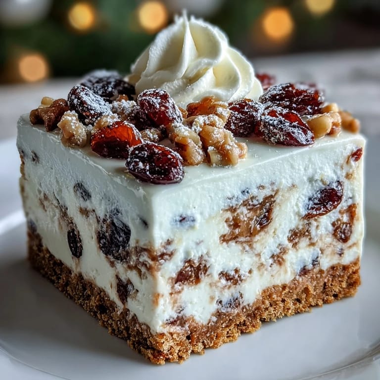 Slices of Christmas Cheesecake Slab reveal creamy spiced filling and a crunchy biscuit crust, ready for holiday dessert lovers. 
