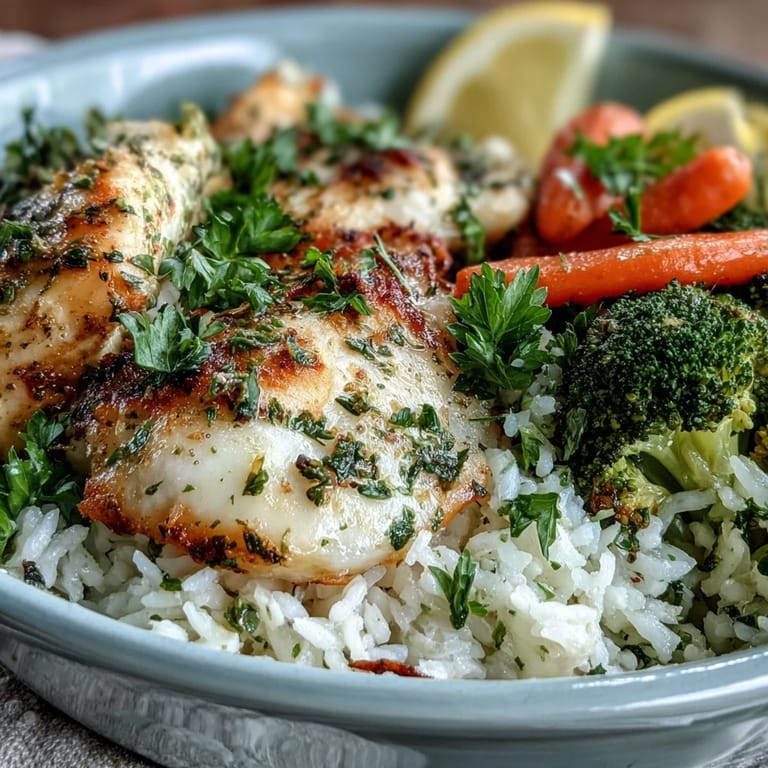 The gluten-free baked tilapia bowl features perfectly cooked fillets over rice with bright lemon and herbs.
