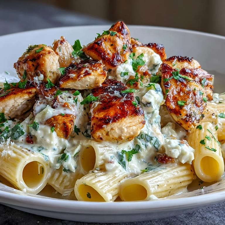 Fork-ready Creamy Lemon Feta Chicken Pasta served warm, featuring tender chicken, tangy feta, and vibrant lemon zest.