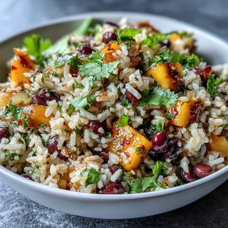 Bright and satisfying mango and black bean rice bowls loaded with fresh produce and a spicy lime vinaigrette for bold flavor.