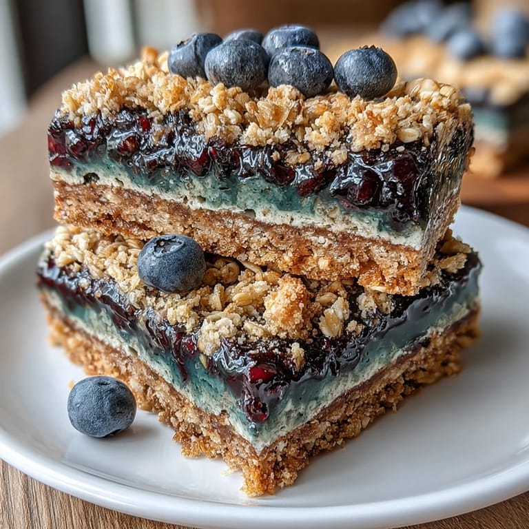 Soft and chewy blueberry oat bars with fresh berries, perfect for on-the-go breakfast or healthy snacking.  