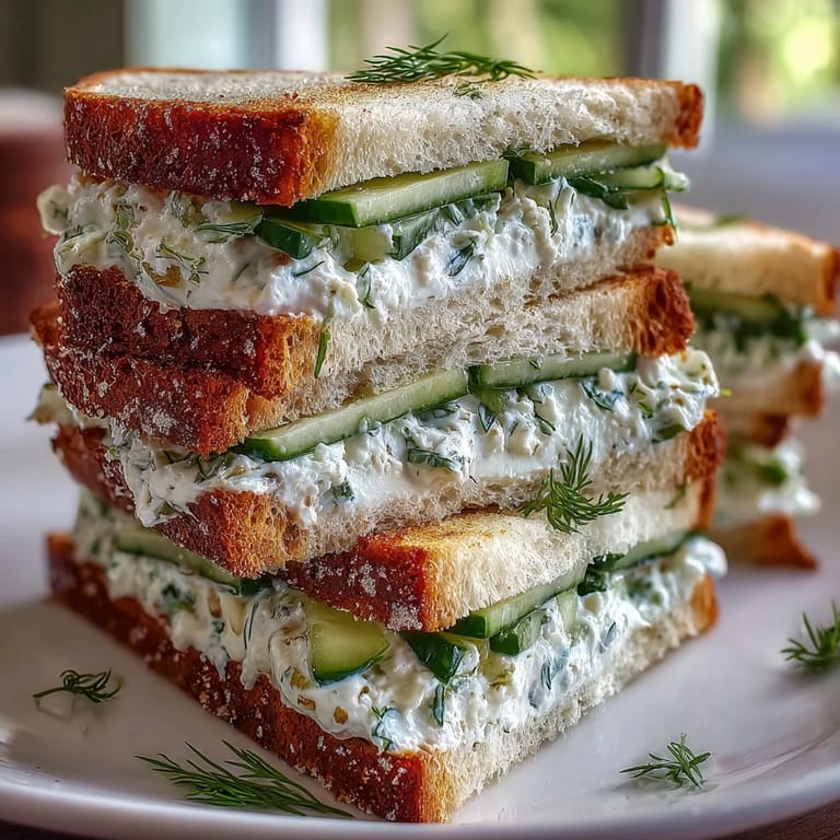 Elegant finger sandwiches with tangy lemon butter, cucumber, and radish, arranged for a Mothers Day tea party.