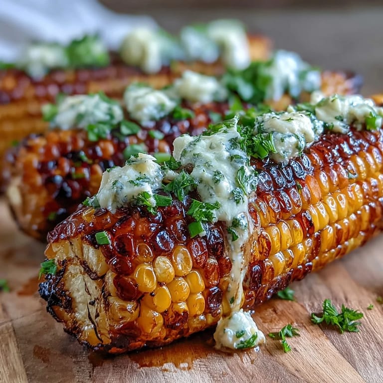 Sweet corn on the grill, wrapped in foil with fragrant herb butter, creating a flavorful and easy summer side dish.